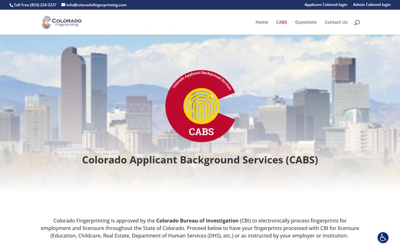 Colorado Fingerprinting CABS portal for background checks