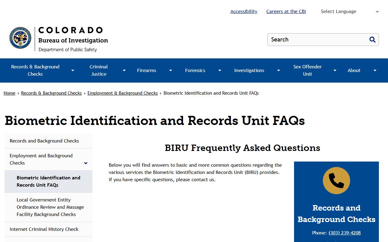 Colorado CBI background check frequently asked questions page
