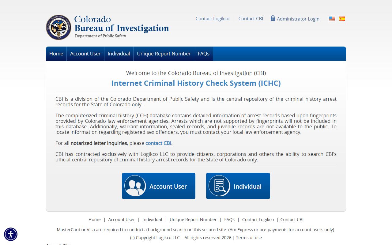 Colorado ICHC background check search portal
