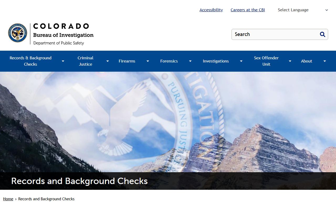 Colorado CBI records and background check main page